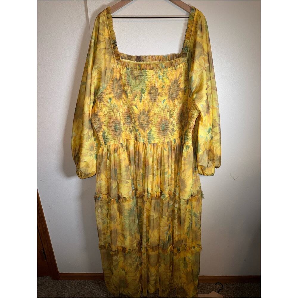 NWT JESSAKAE Plus Size Romantic Empire Waist Sunflower Cottagecore Ball Gown 5X - Picture 7 of 7